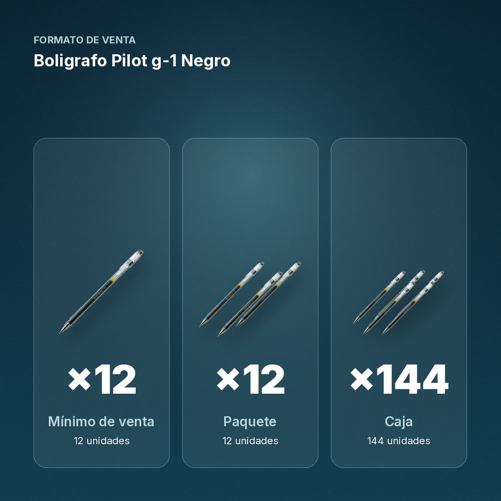 BOLIGRAFO PILOT G-1 NEGRO - formato de venta: paquete de 12, caja de 144, palé de 864