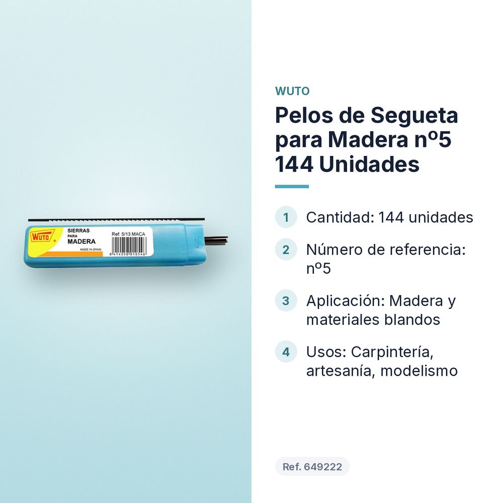 PELOS DE SEGUETA PARA MADERA Nº5 144 UNIDADES - características principales