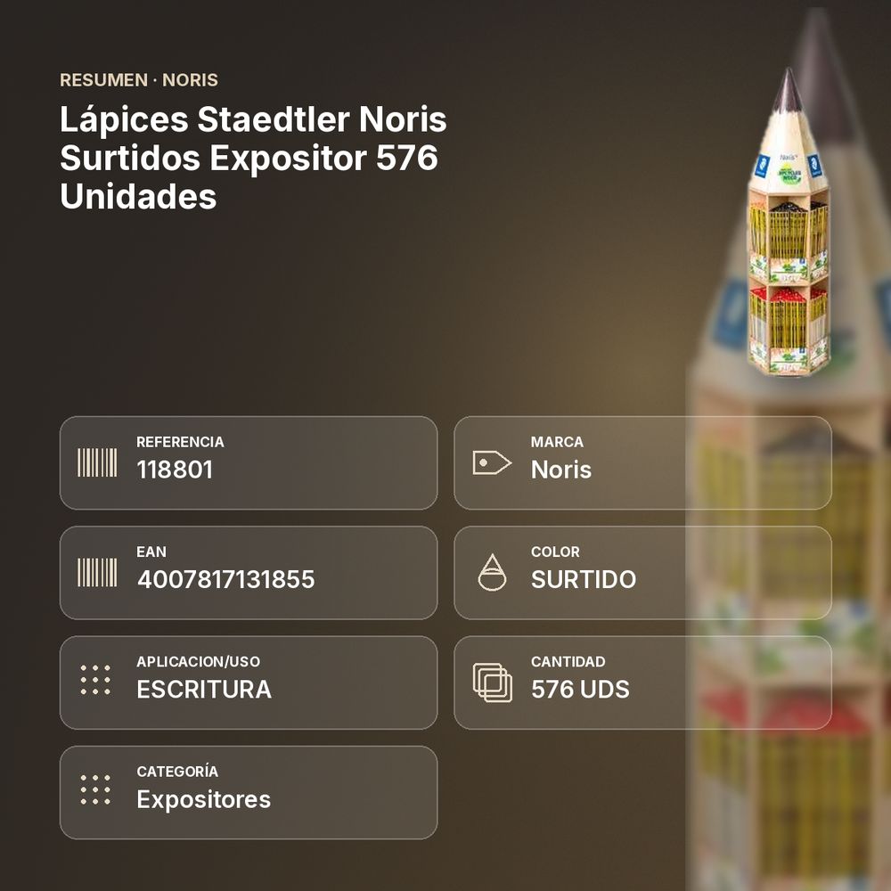 LÁPICES STAEDTLER NORIS SURTIDOS EXPOSITOR 576 UNIDADES - resumen de atributos