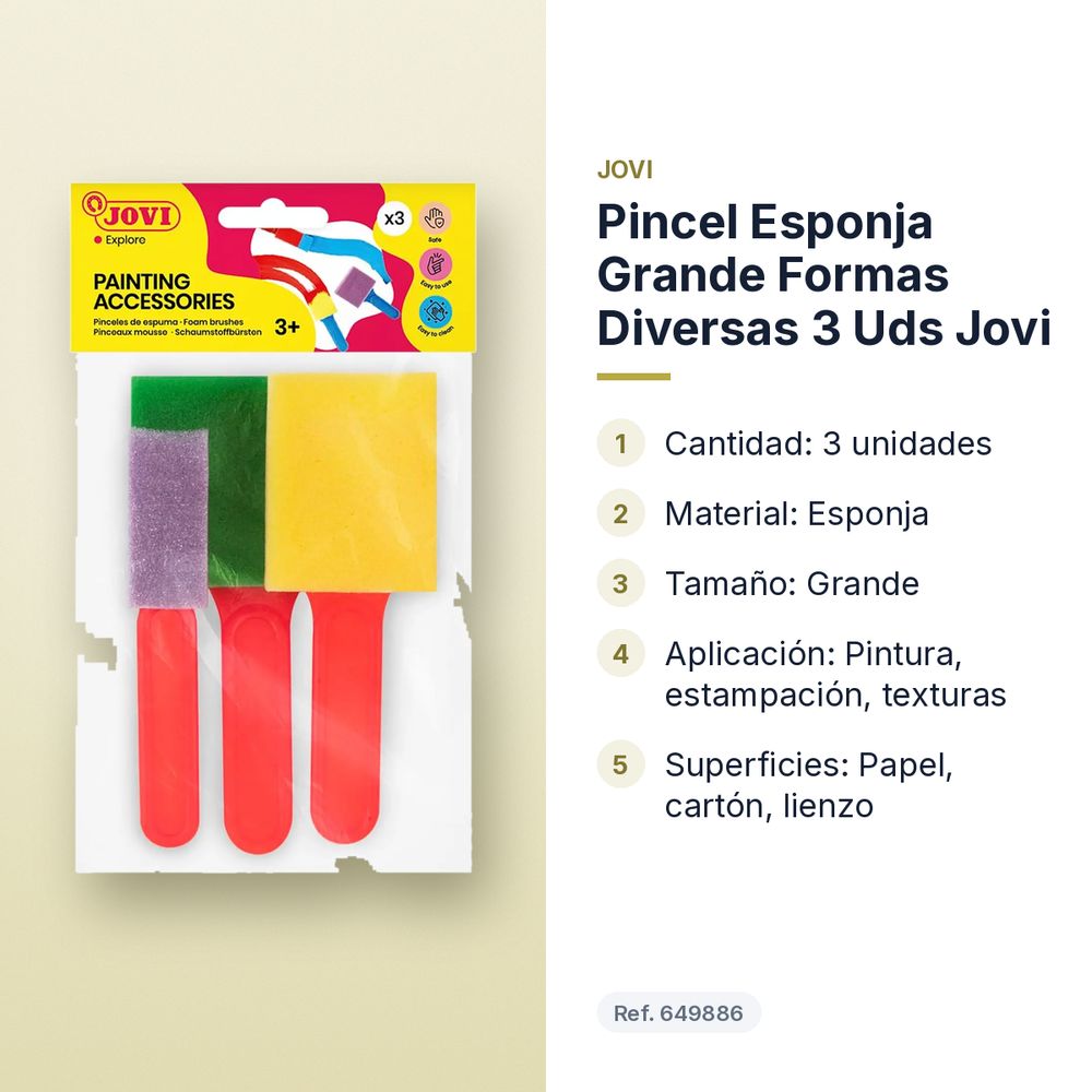 PINCEL ESPONJA GRANDE FORMAS DIVERSAS 3 UDS JOVI - características principales
