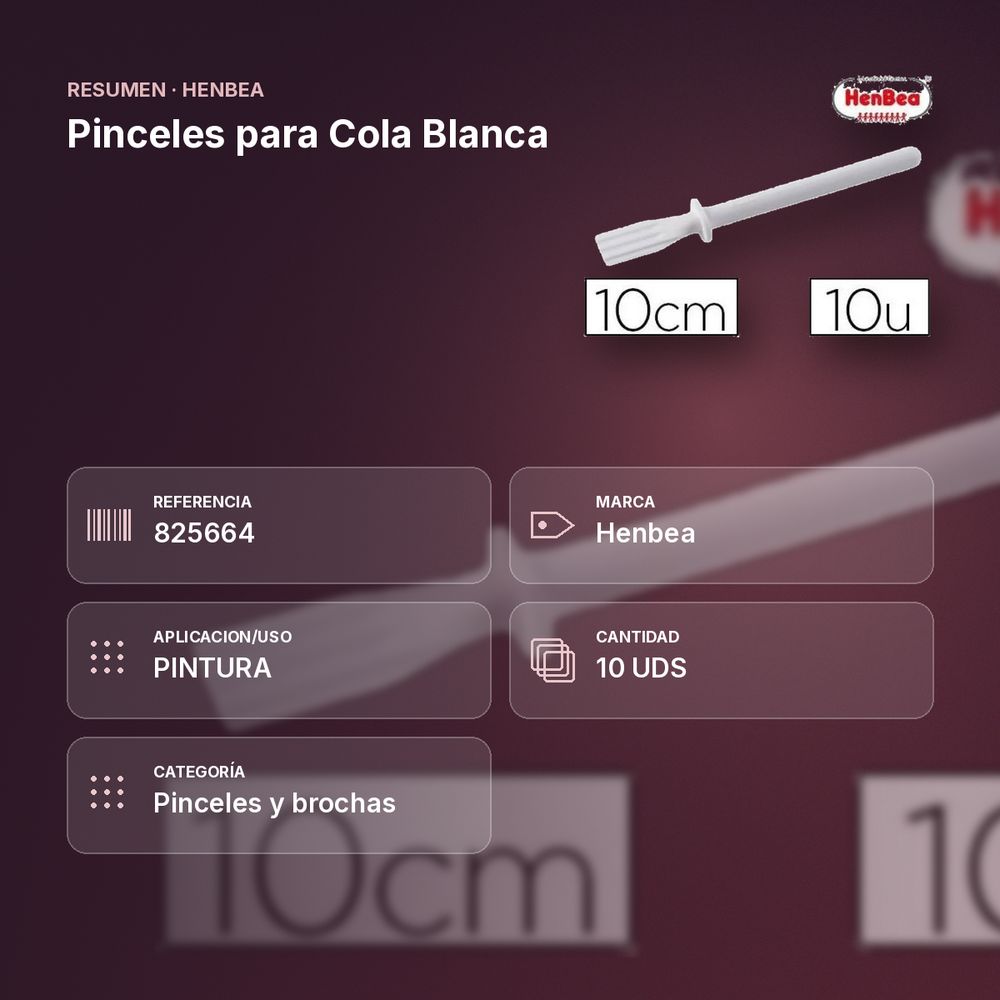 PINCELES PARA COLA BLANCA  - resumen de atributos