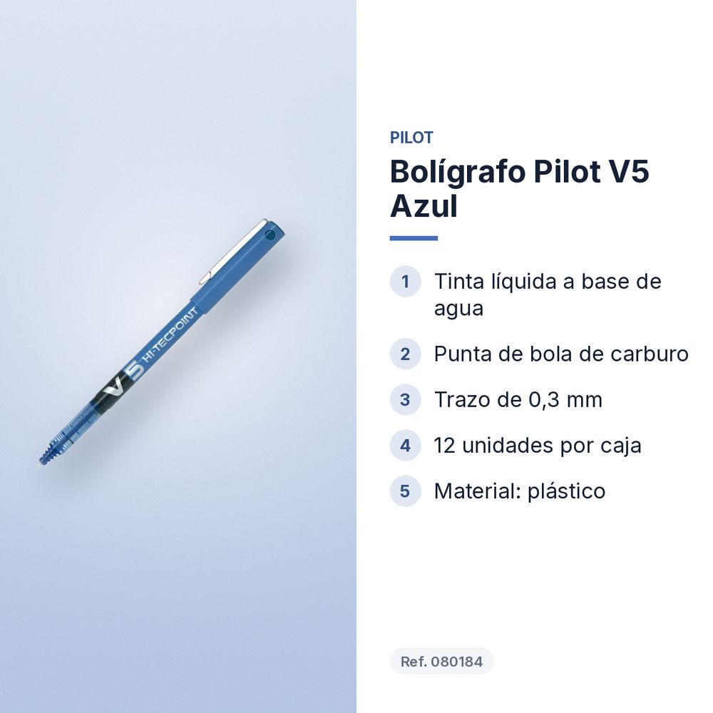 BOLÍGRAFO PILOT V5 AZUL  - características principales