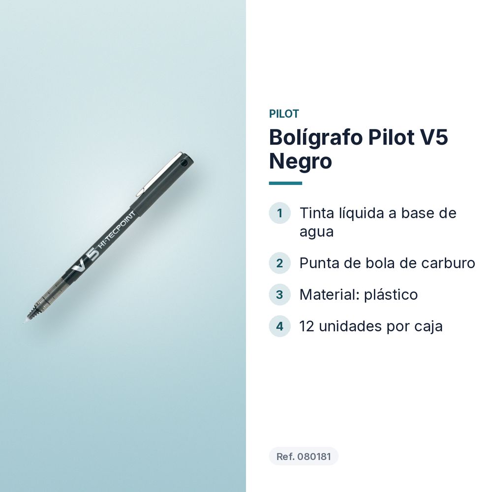 BOLÍGRAFO PILOT V5 NEGRO  - características principales