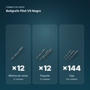 BOLÍGRAFO PILOT V5 NEGRO  - formato de venta: paquete de 12, caja de 144