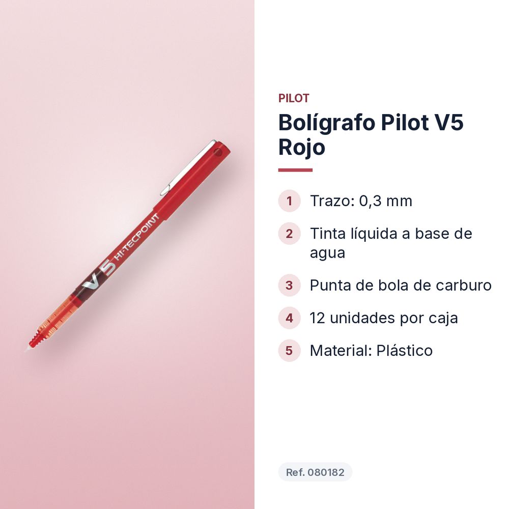 BOLÍGRAFO PILOT V5 ROJO  - características principales