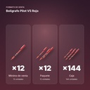 BOLÍGRAFO PILOT V5 ROJO  - formato de venta: paquete de 12, caja de 144