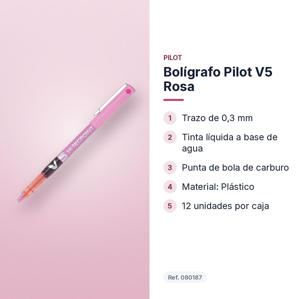 BOLÍGRAFO PILOT V5 ROSA  - características principales