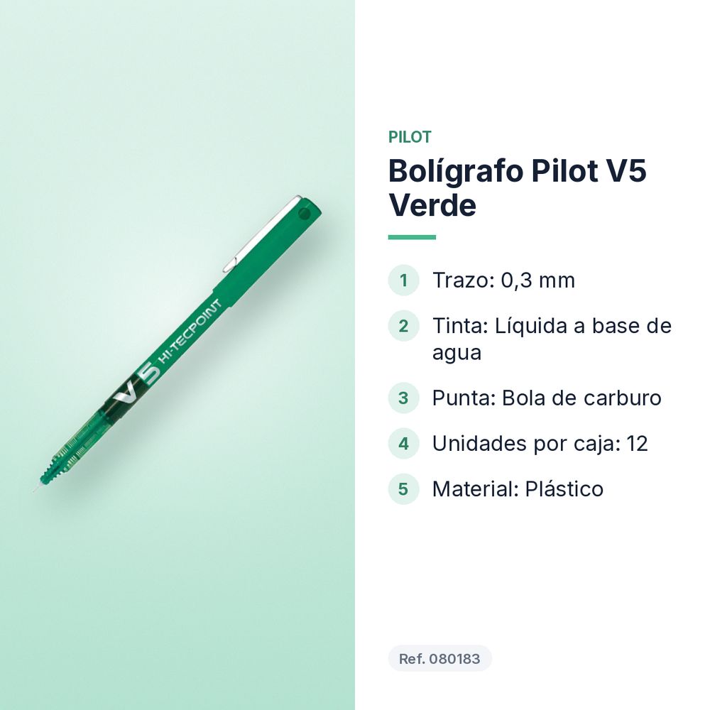 BOLÍGRAFO PILOT V5 VERDE - características principales