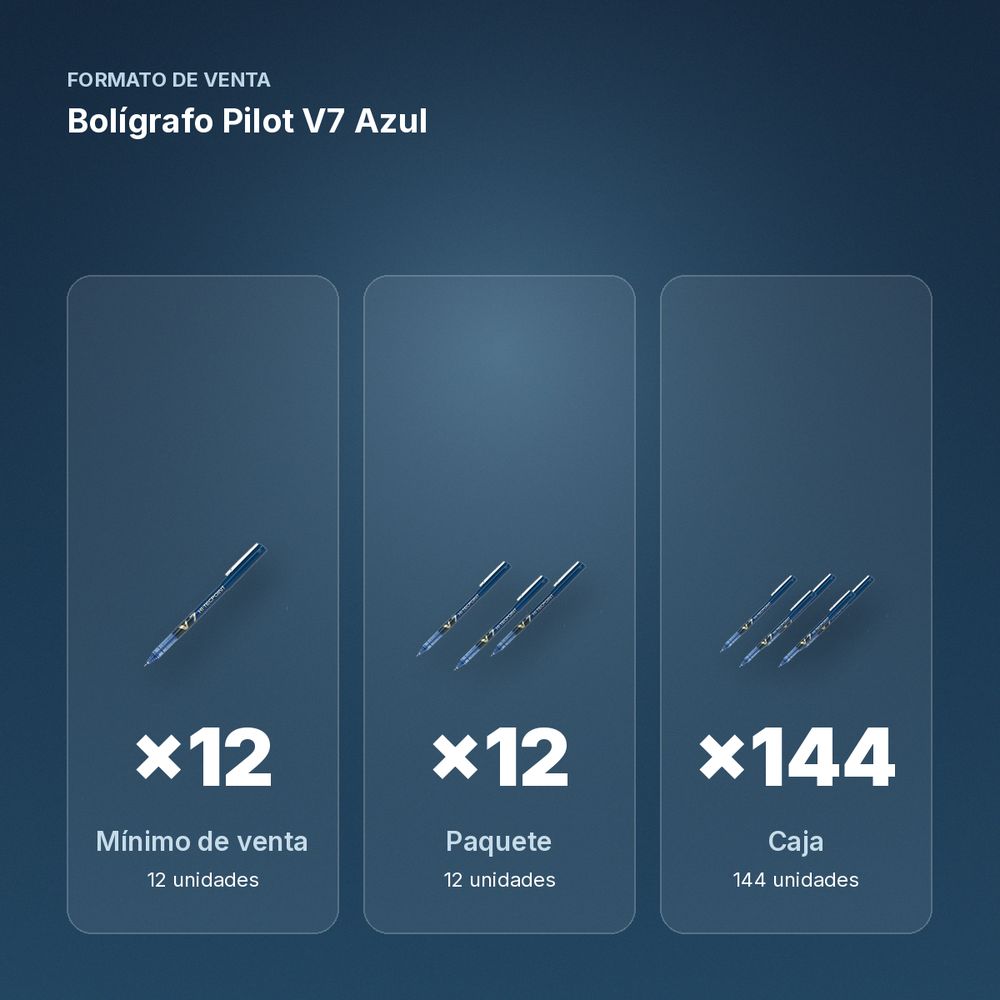 BOLÍGRAFO PILOT V7 AZUL - formato de venta: paquete de 12, caja de 144