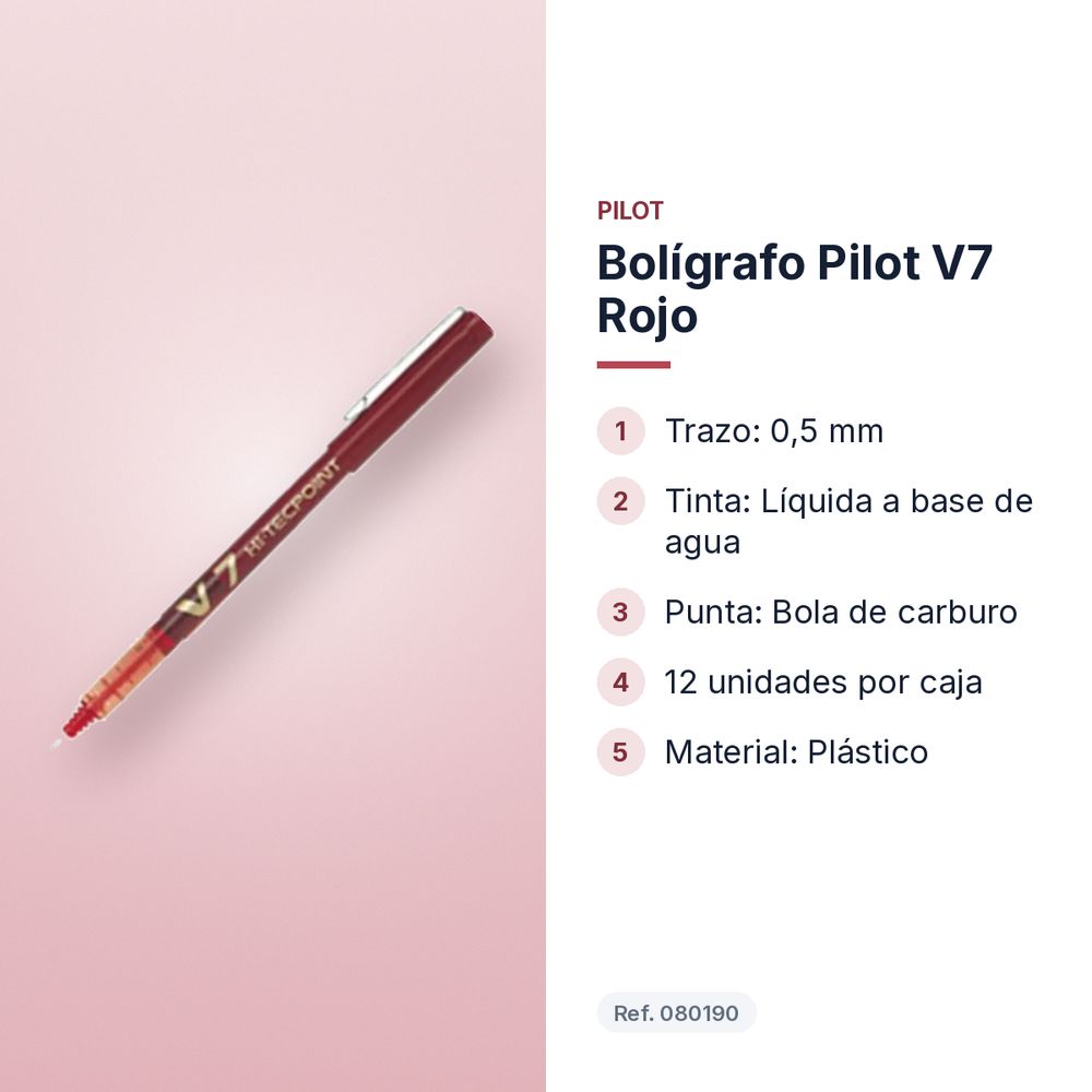 BOLÍGRAFO PILOT V7 ROJO  - características principales