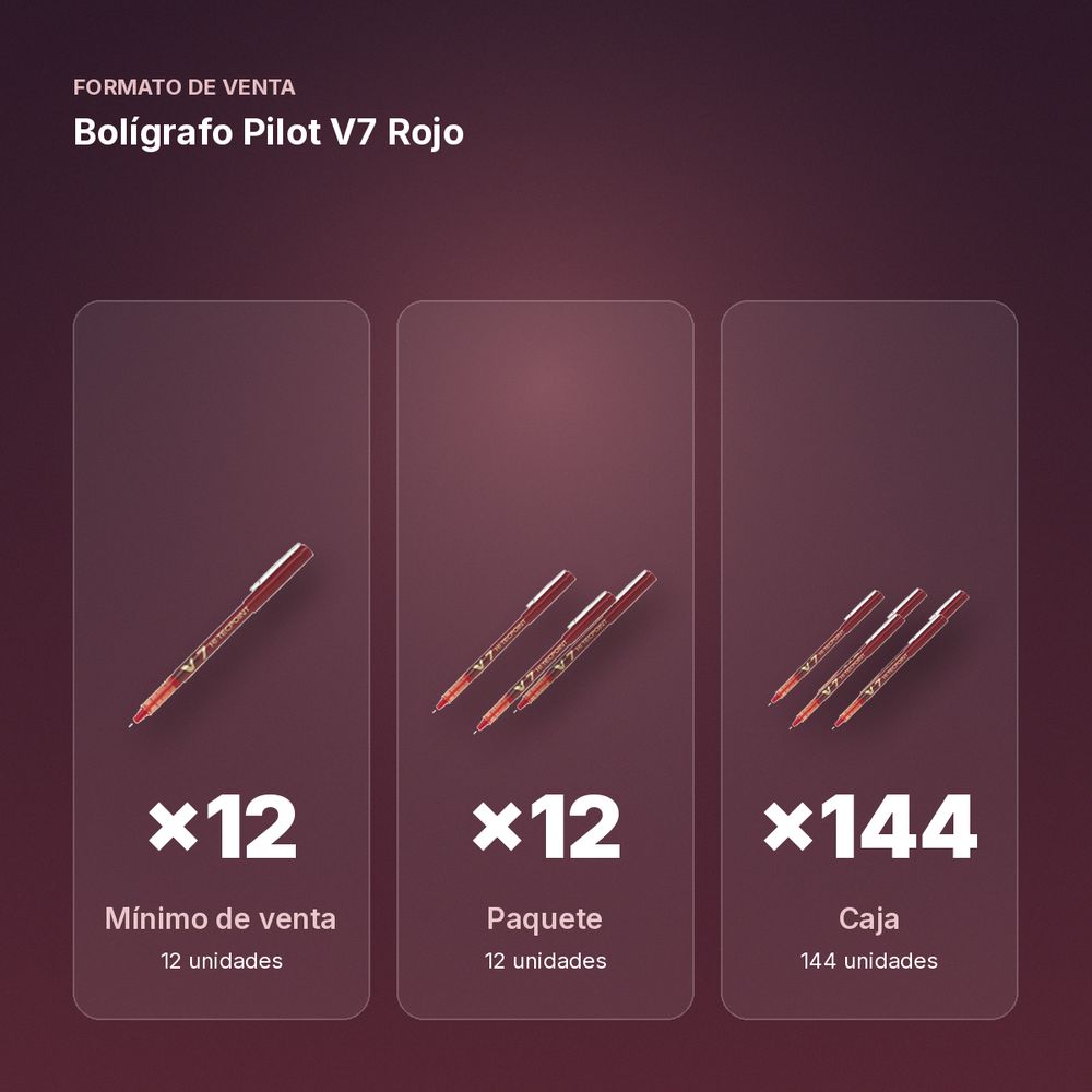 BOLÍGRAFO PILOT V7 ROJO  - formato de venta: paquete de 12, caja de 144