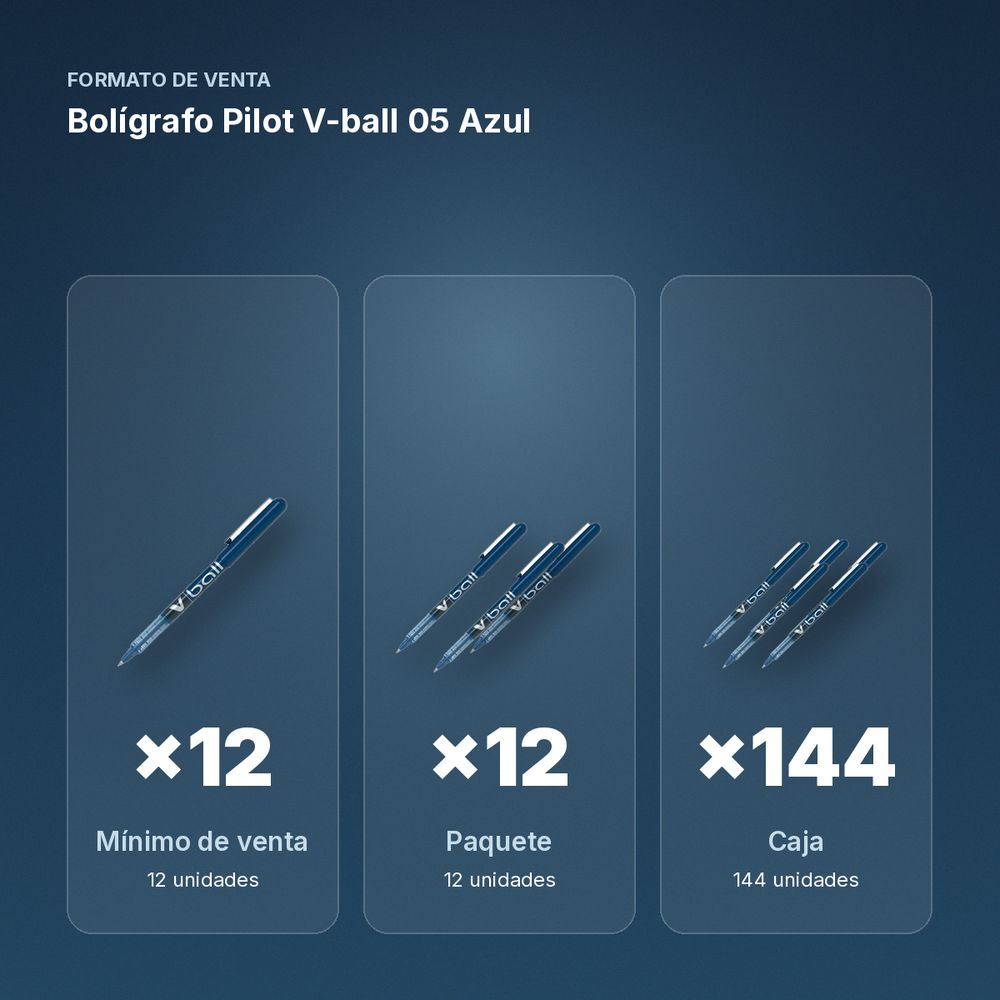 BOLÍGRAFO PILOT V-BALL 05 AZUL - formato de venta: paquete de 12, caja de 144