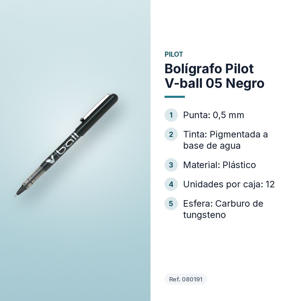 BOLÍGRAFO PILOT V-BALL 05 NEGRO - características principales