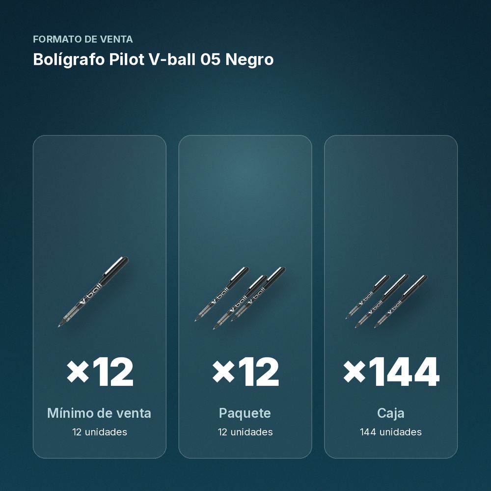 BOLÍGRAFO PILOT V-BALL 05 NEGRO - formato de venta: paquete de 12, caja de 144
