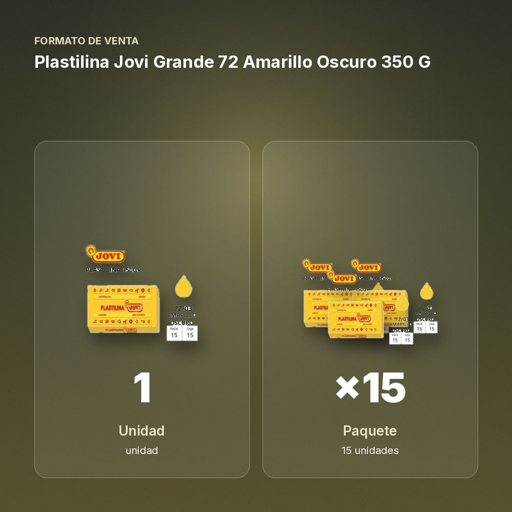 PLASTILINA JOVI GRANDE 72 AMARILLO OSCURO 350 G - formato de venta: paquete de 15