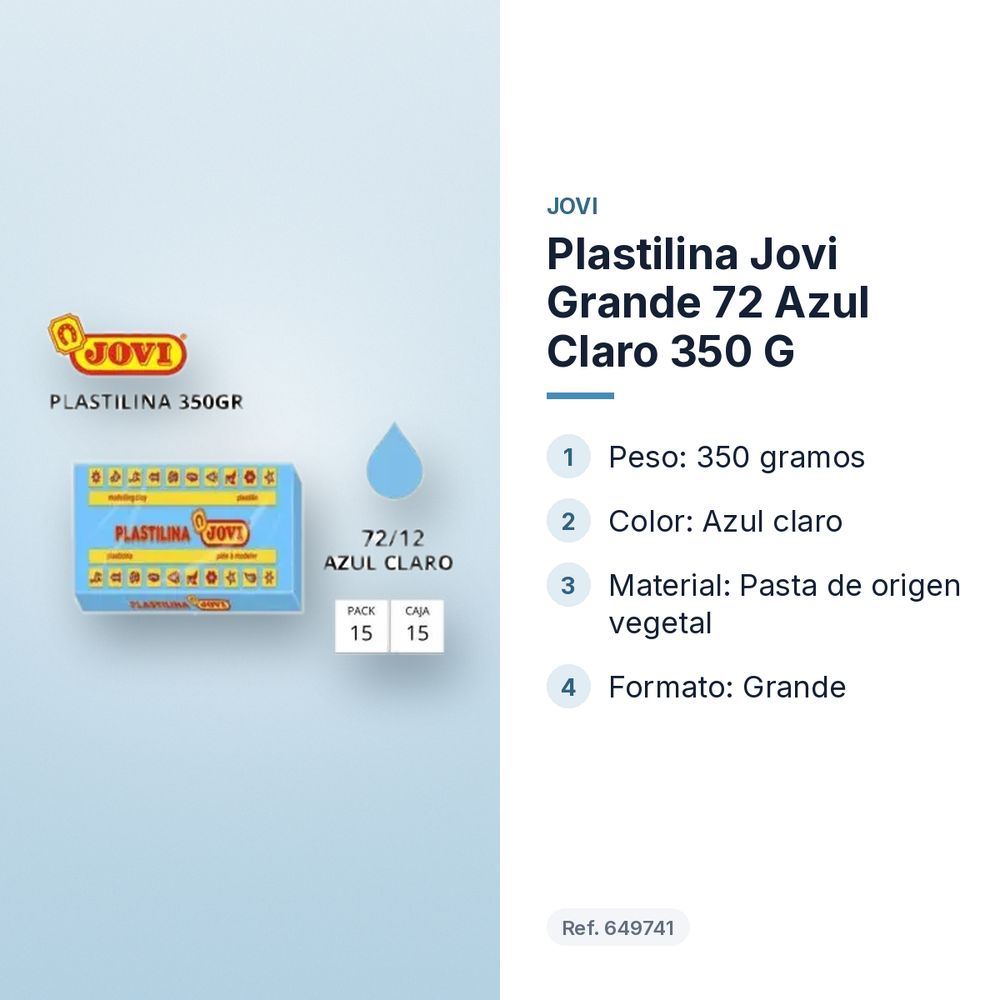 PLASTILINA JOVI GRANDE 72 AZUL CLARO 350 G - características principales