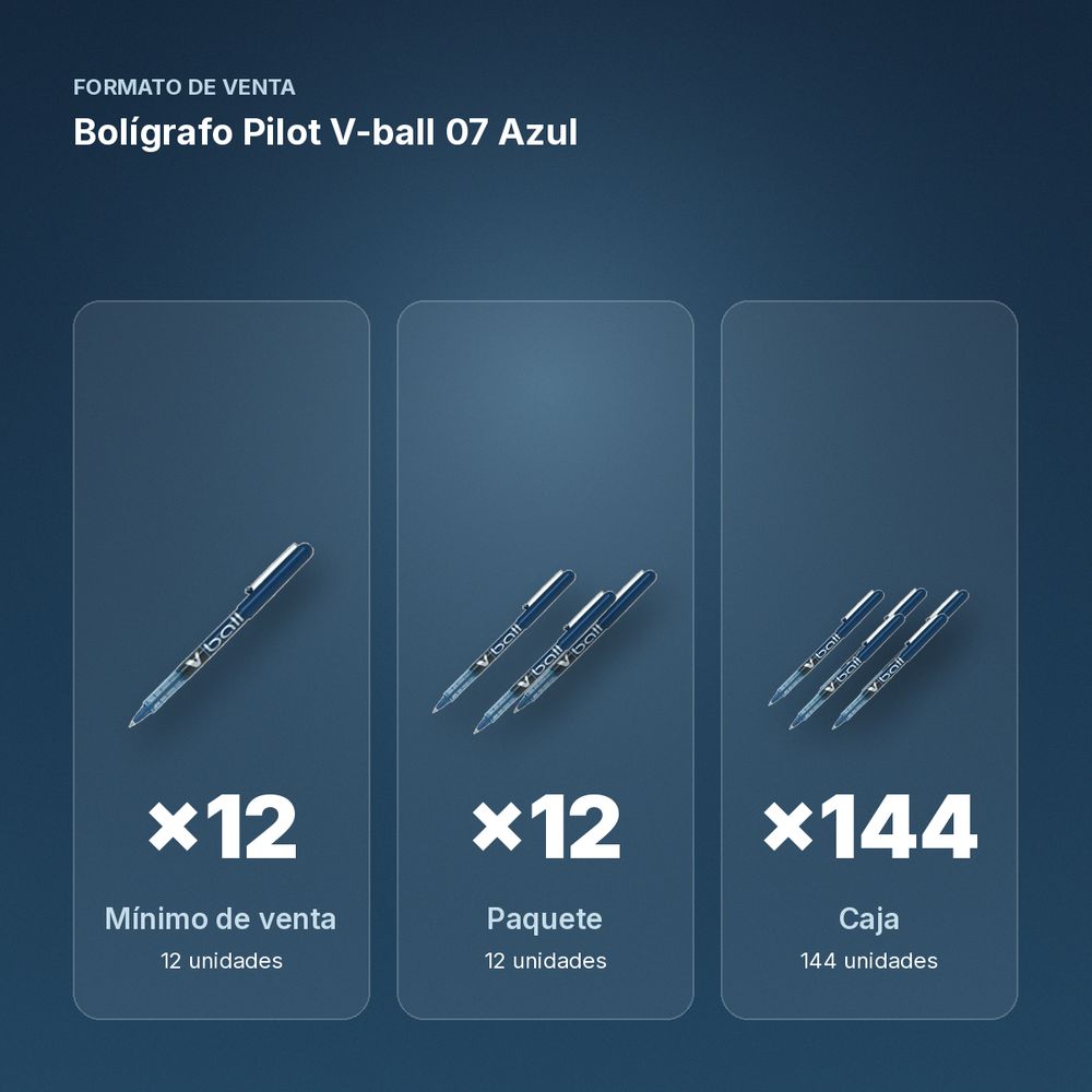 BOLÍGRAFO PILOT V-BALL 07 AZUL - formato de venta: paquete de 12, caja de 144