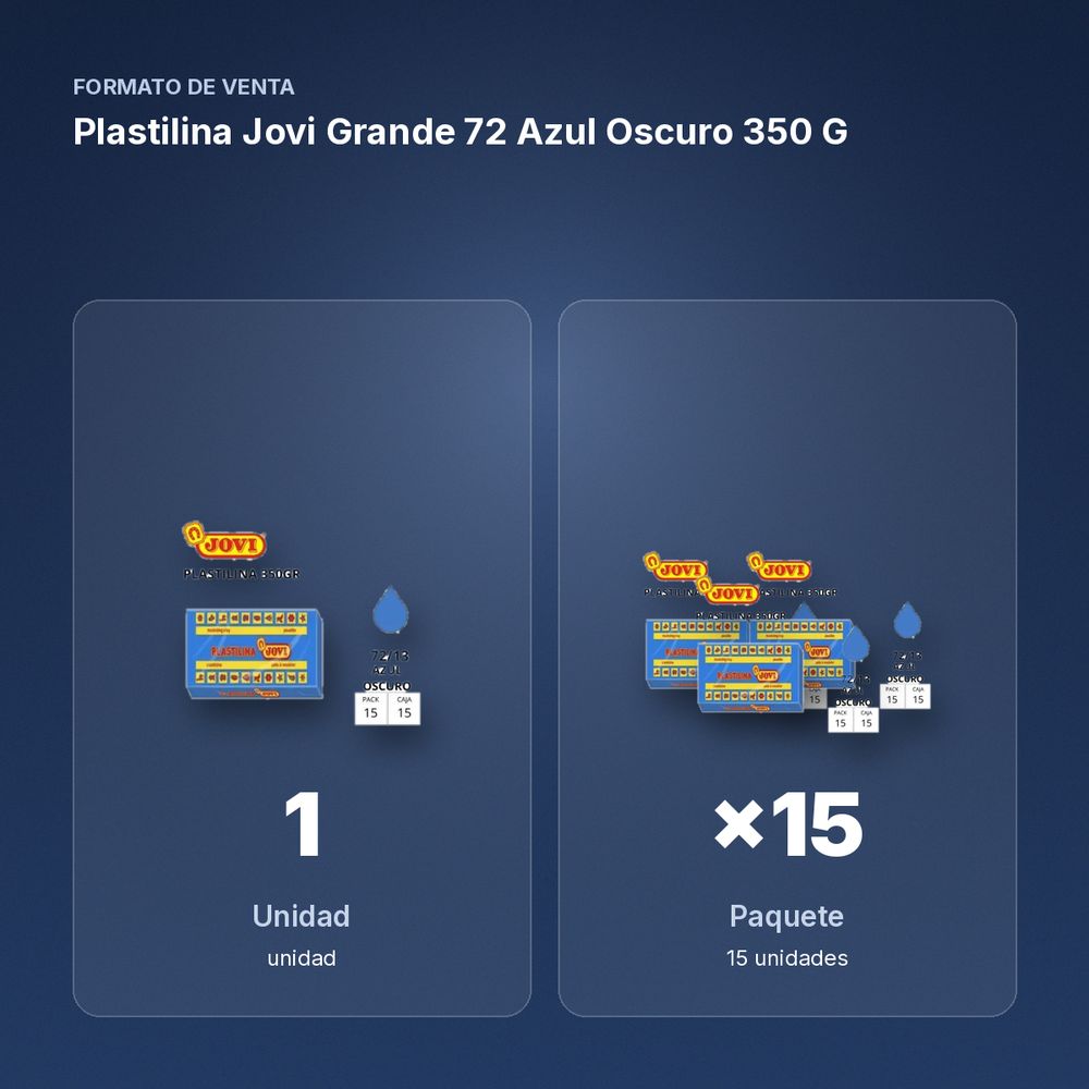 PLASTILINA JOVI GRANDE 72 AZUL OSCURO 350 G - formato de venta: paquete de 15