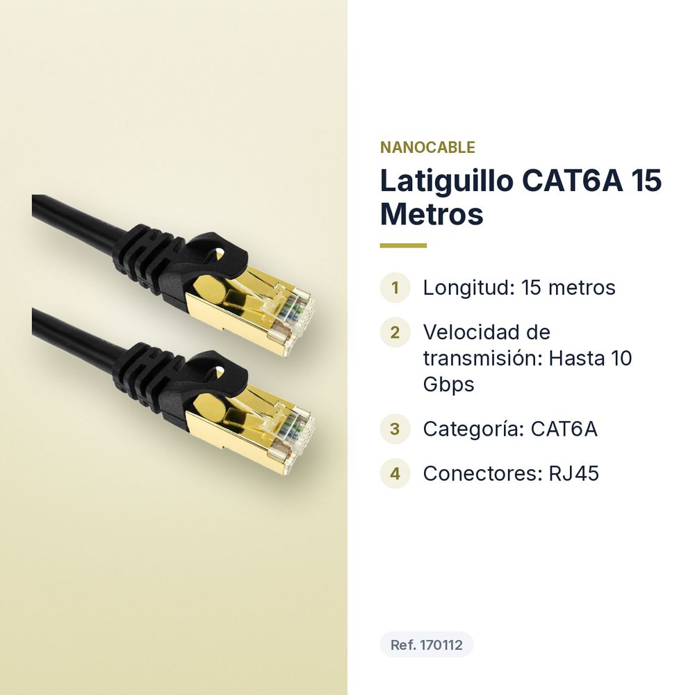 LATIGUILLO CAT6A 15 METROS - características principales