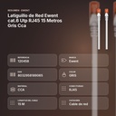 LATIGUILLO DE RED EWENT CAT.6 UTP RJ45 15 METROS GRIS CCA - resumen de atributos