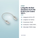 LATIGUILLO DE RED GEMBIRD CAT.6 UTP RJ45 0,5M COBRE 100% - características principales