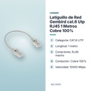 LATIGUILLO DE RED GEMBIRD CAT.6 UTP RJ45 1 METROS COBRE 100% - características principales