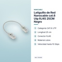 LATIGUILLO DE RED NANOCABLE CAT.6 UTP RJ45 25CM NEGRO - características principales