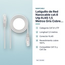 LATIGUILLO DE RED NANOCABLE CAT.6 UTP RJ45 1,5 METROS GRIS COBRE 100% - características principales