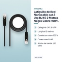 LATIGUILLO DE RED NANOCABLE CAT.6 UTP RJ45 2 METROS NEGRO COBRE 100% - características principales