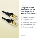 LATIGUILLO DE RED NANOCABLE CAT.6A UTP LSZH RJ45 5 METROS GRIS COBRE 100% - características principales