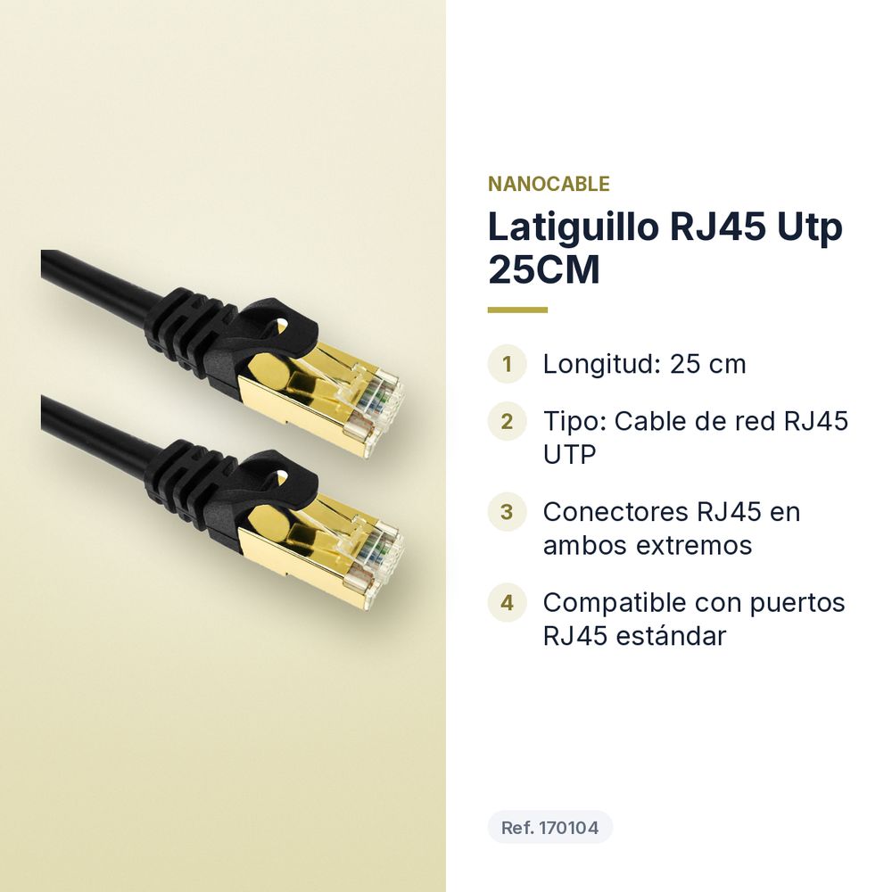 LATIGUILLO RJ45 UTP 25CM - características principales