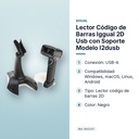 LECTOR CÓDIGO DE BARRAS IGGUAL 2D USB CON SOPORTE MODELO L2DUSB - características principales