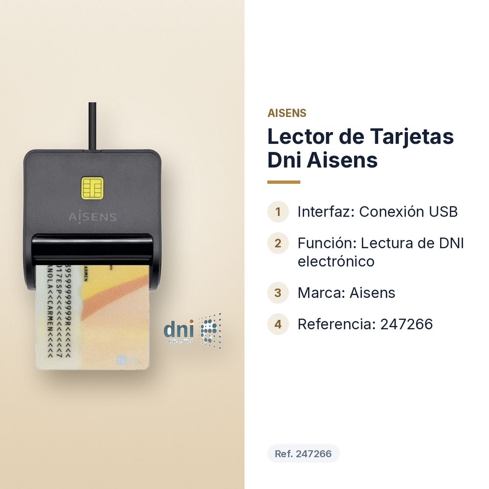 LECTOR DE TARJETAS DNI AISENS - características principales