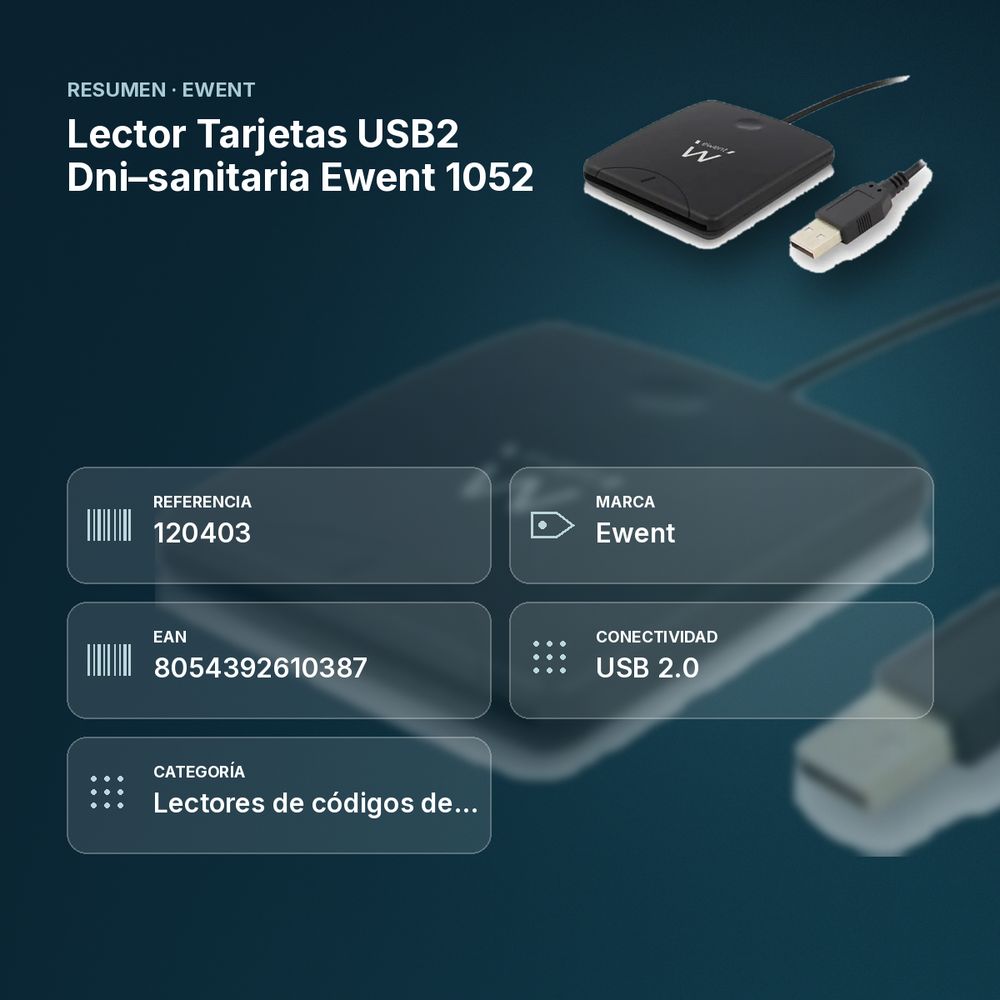 LECTOR TARJETAS USB2 DNI–SANITARIA EWENT 1052 - resumen de atributos