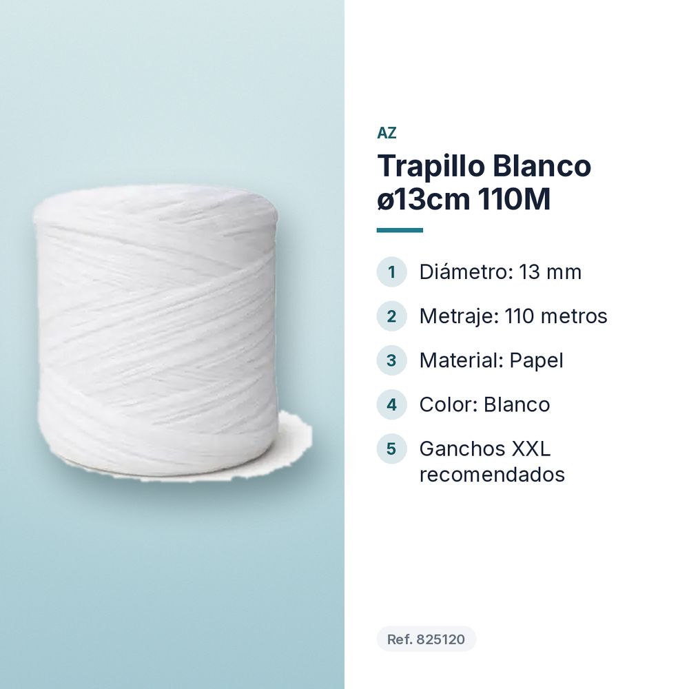 TRAPILLO BLANCO  Ø13CM 110M  - características principales