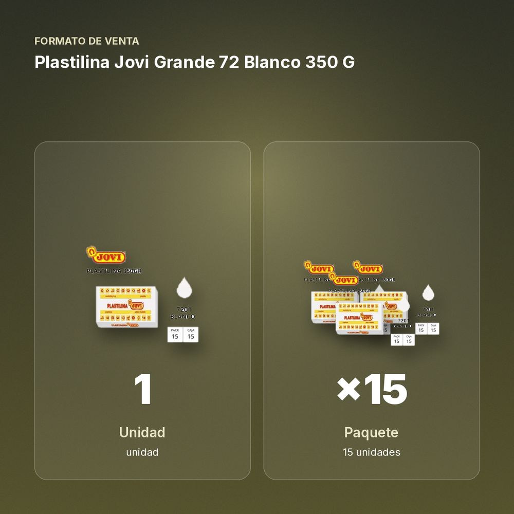 PLASTILINA JOVI GRANDE 72 BLANCO 350 G - formato de venta: paquete de 15