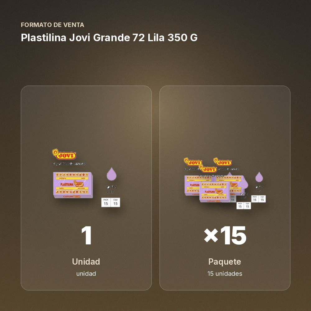 PLASTILINA JOVI GRANDE 72 LILA 350 G - formato de venta: paquete de 15