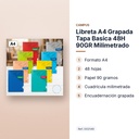 LIBRETA A4 GRAPADA TAPA BASICA 48H 90GR MILIMETRADO - características principales
