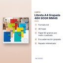LIBRETA A4 GRAPADA 48H 90GR MM46 - características principales