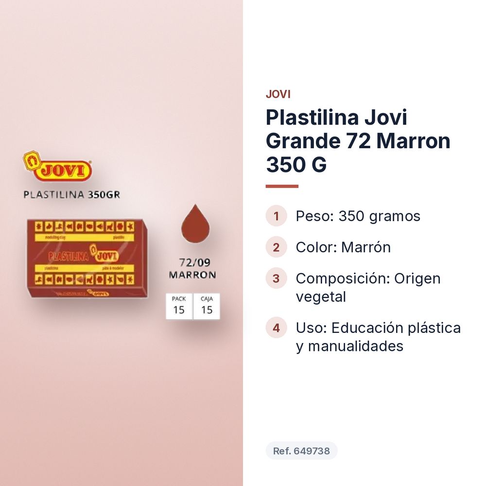 PLASTILINA JOVI GRANDE 72 MARRON 350 G - características principales