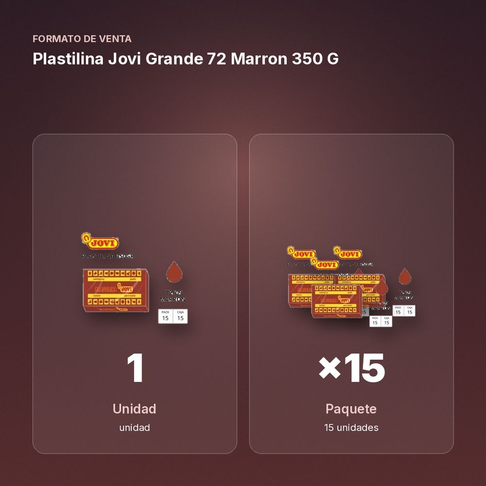 PLASTILINA JOVI GRANDE 72 MARRON 350 G - formato de venta: paquete de 15
