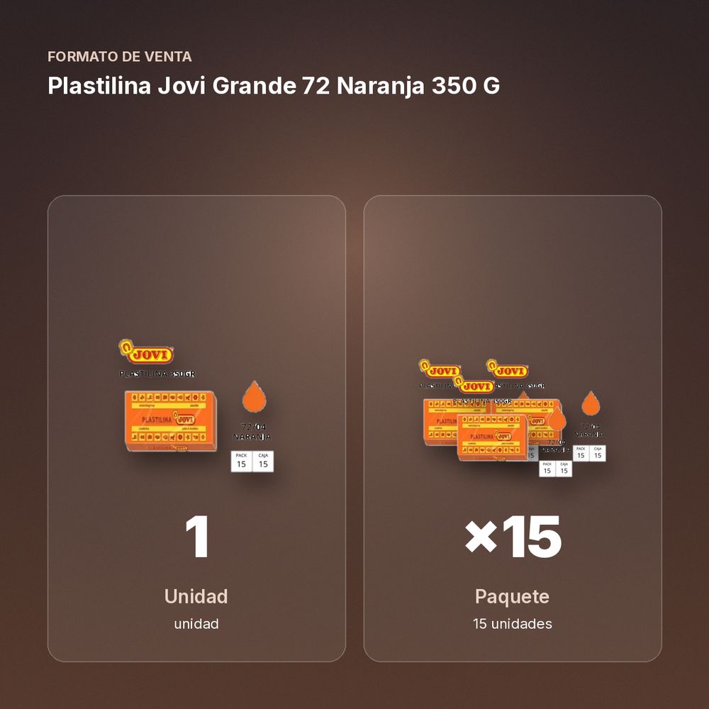 PLASTILINA JOVI GRANDE 72 NARANJA 350 G - formato de venta: paquete de 15