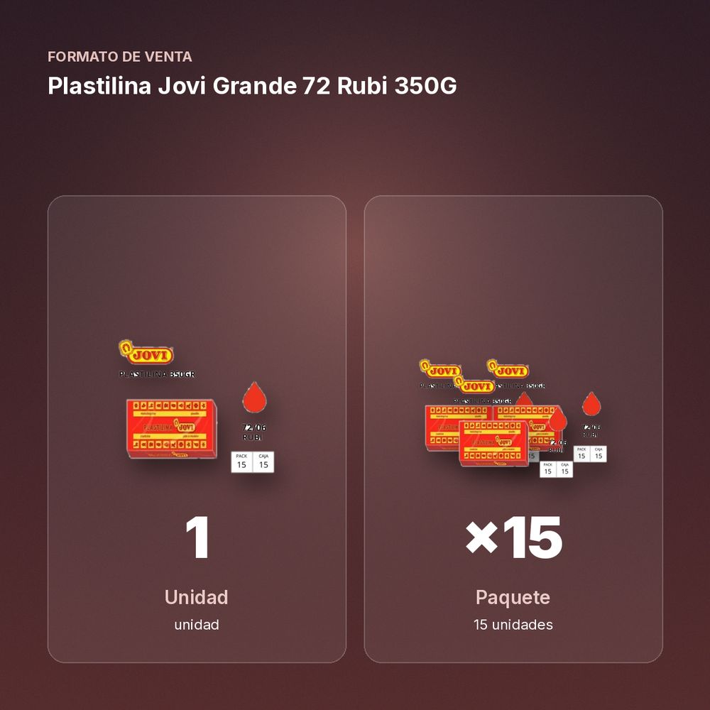 PLASTILINA JOVI GRANDE 72 RUBI 350G - formato de venta: paquete de 15