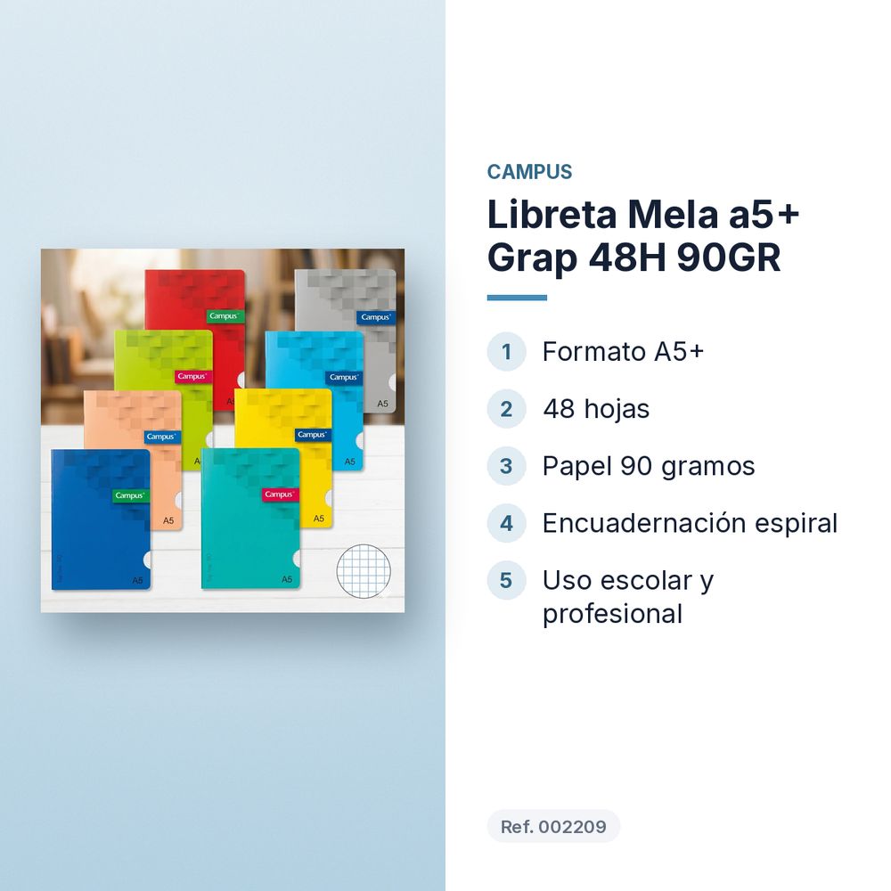 LIBRETA MELA A5+ GRAP 48H 90GR - características principales