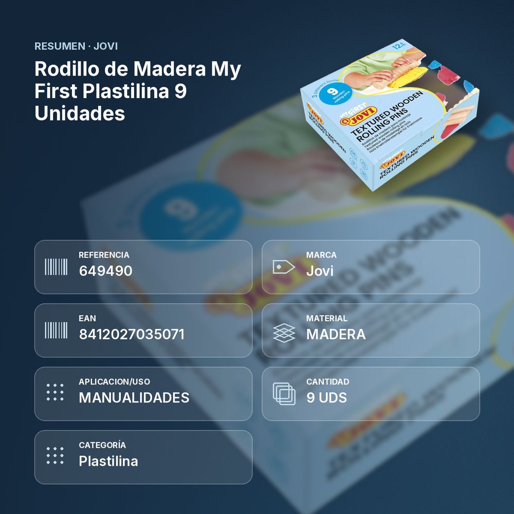 RODILLO DE MADERA MY FIRST PLASTILINA 9 UNIDADES - resumen de atributos