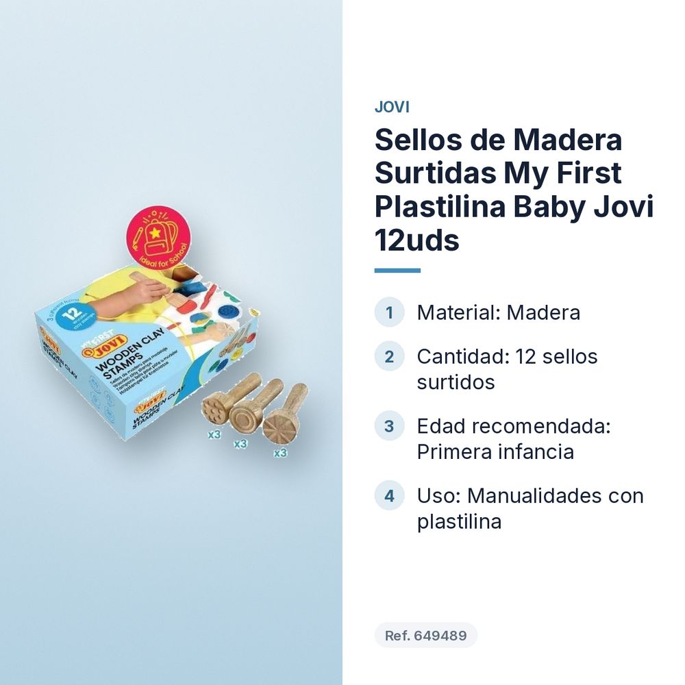 SELLOS DE MADERA SURTIDAS MY FIRST PLASTILINA BABY JOVI 12UDS - características principales