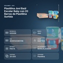 PLASTILINA JOVI BAÚL ESCOLAR  BABY CON 20 BARRAS DE PLASTILINA SURTIDA - resumen de atributos