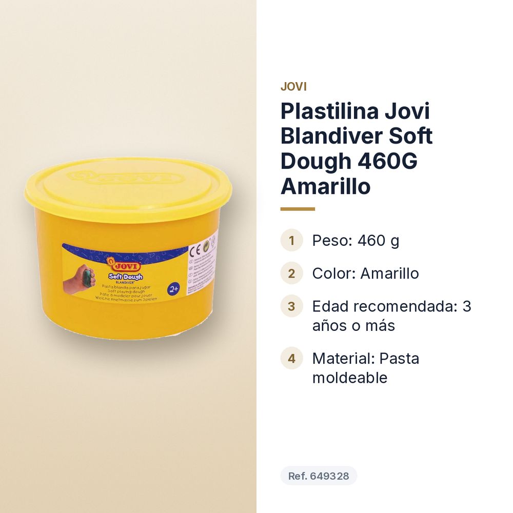 PLASTILINA JOVI BLANDIVER SOFT DOUGH 460G AMARILLO - características principales