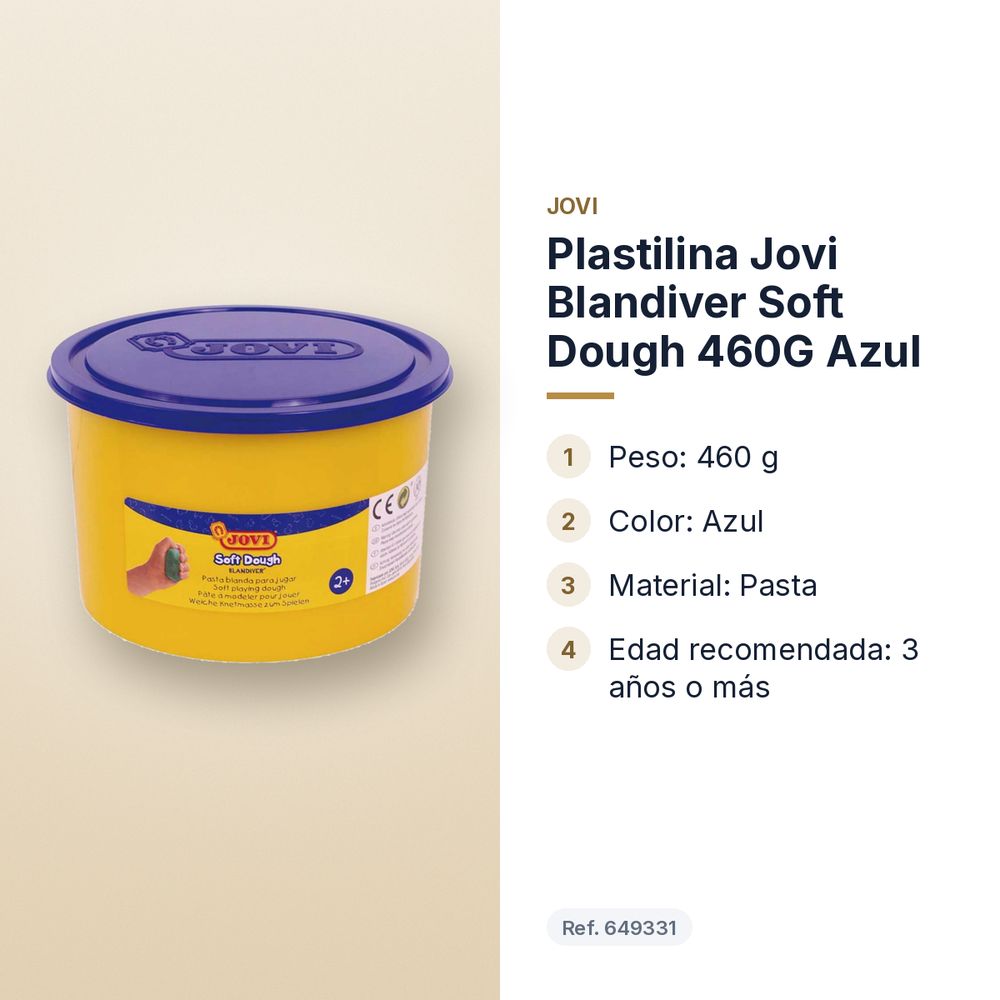 PLASTILINA JOVI BLANDIVER SOFT DOUGH 460G  AZUL - características principales