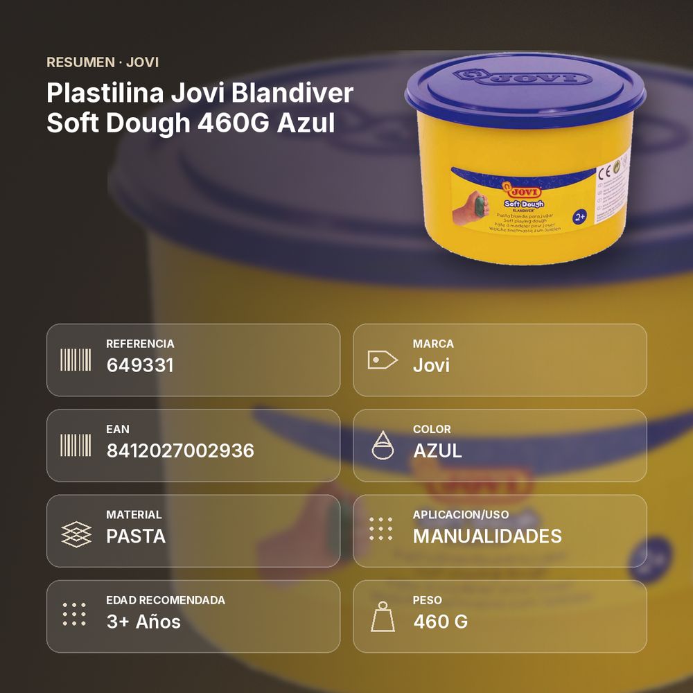 PLASTILINA JOVI BLANDIVER SOFT DOUGH 460G  AZUL - resumen de atributos